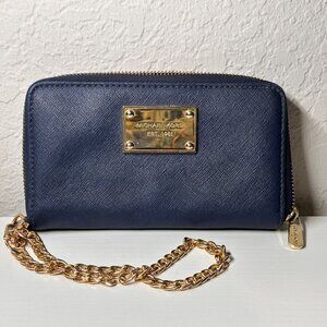 Michael Kors Blue and Gold Wallet-GUC